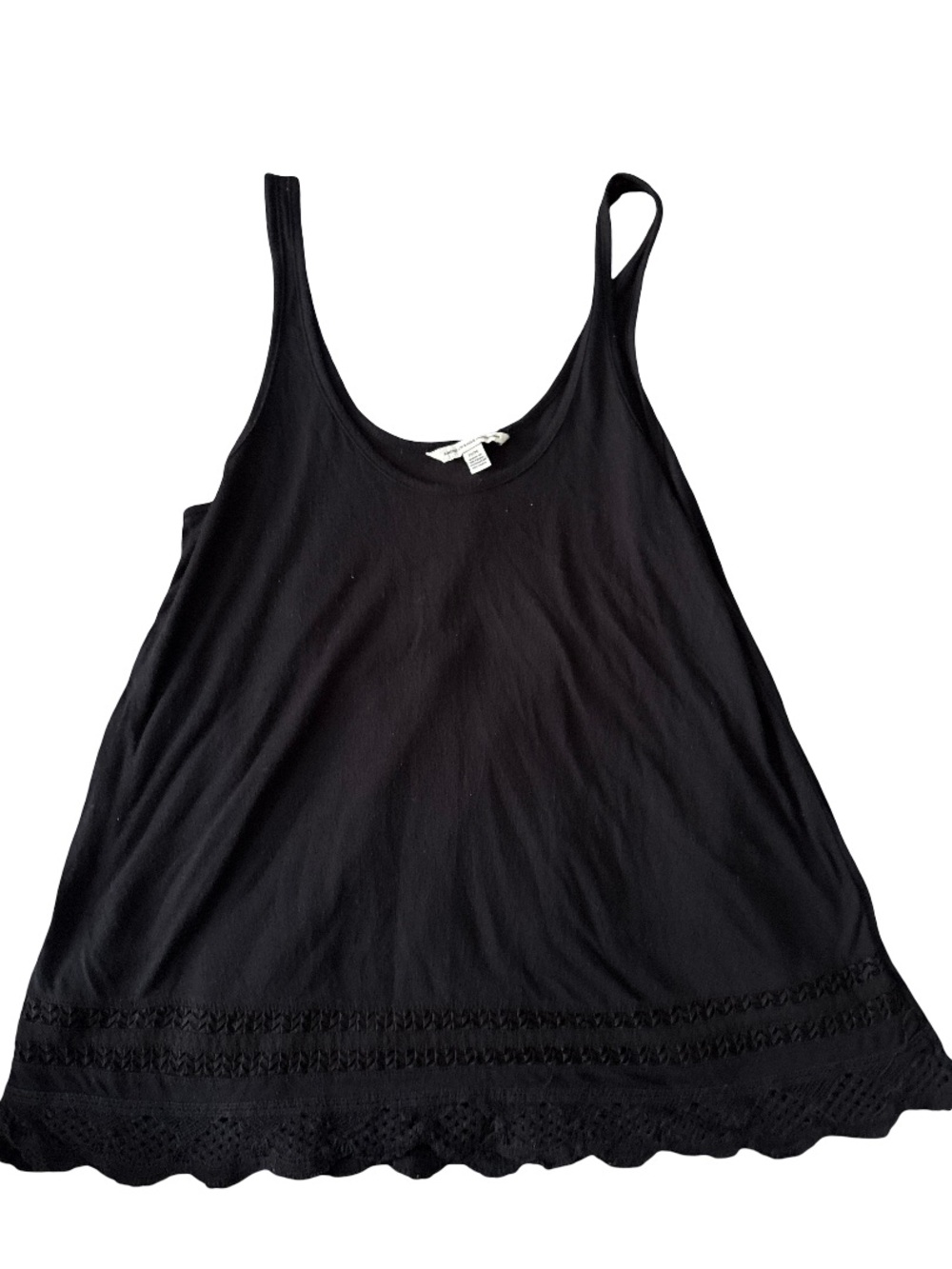 American Eagle Outfitters Black Crochet-Hem Scoop Tank